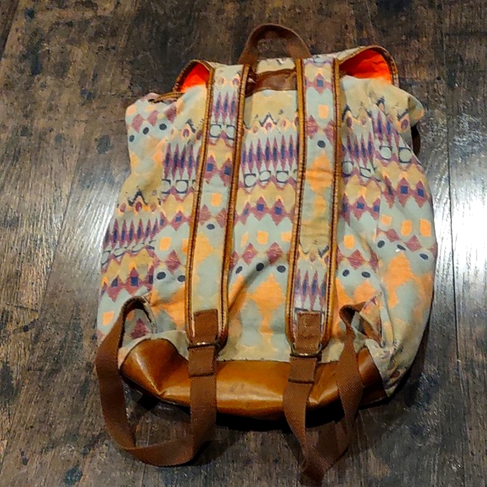 Hurley Geometric Pattern Leather Backpack - image 2